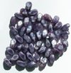 50 9mm Twisted Purple Satin Givre Oval Beads